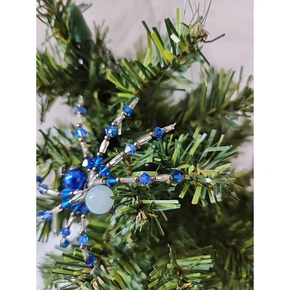 Christmas Spider Ornament  Hand Crafted One Of A Kind Blue And Silver